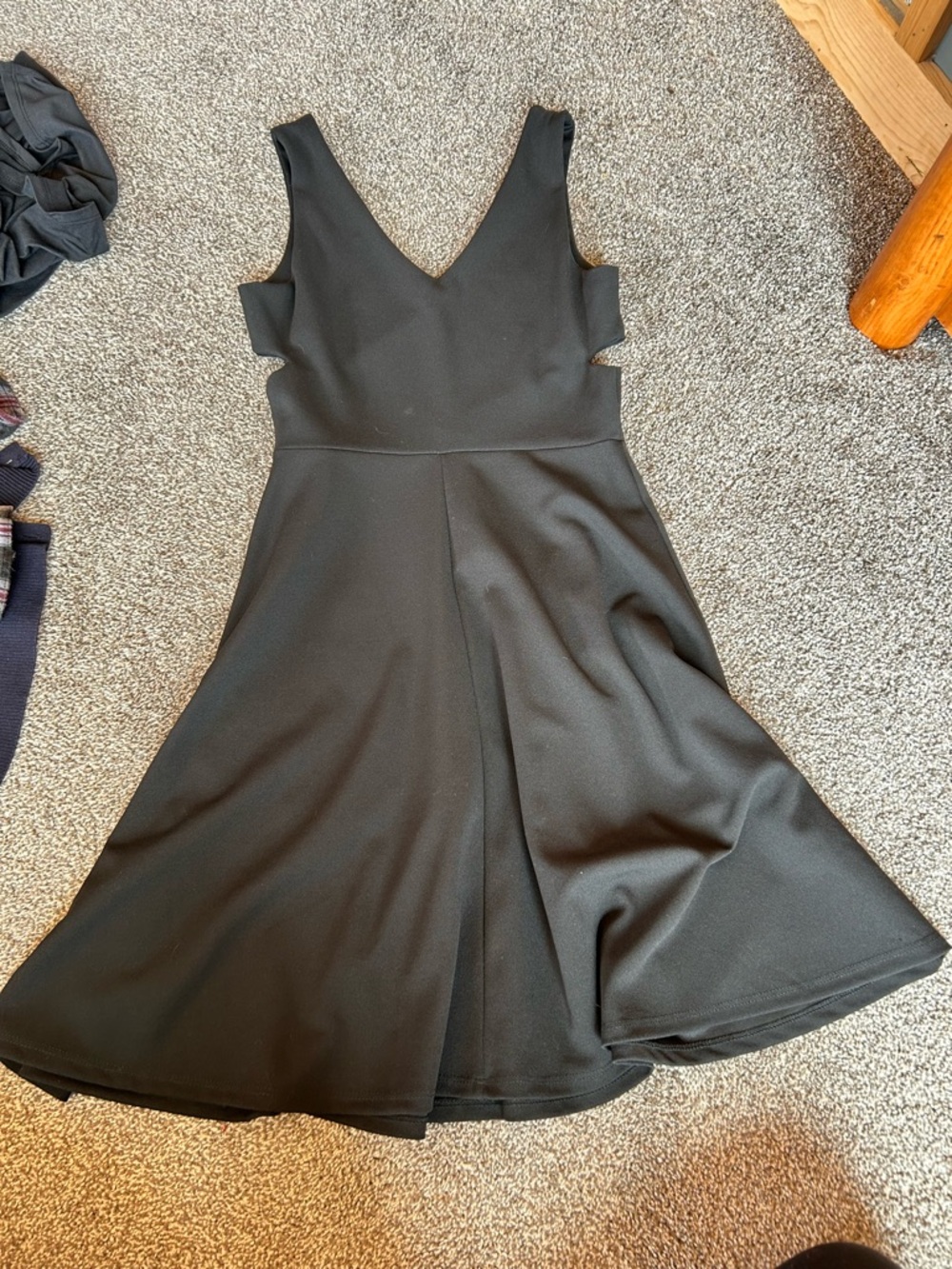 Soprano Black V-Neck Midi Fit & Flare Dress
